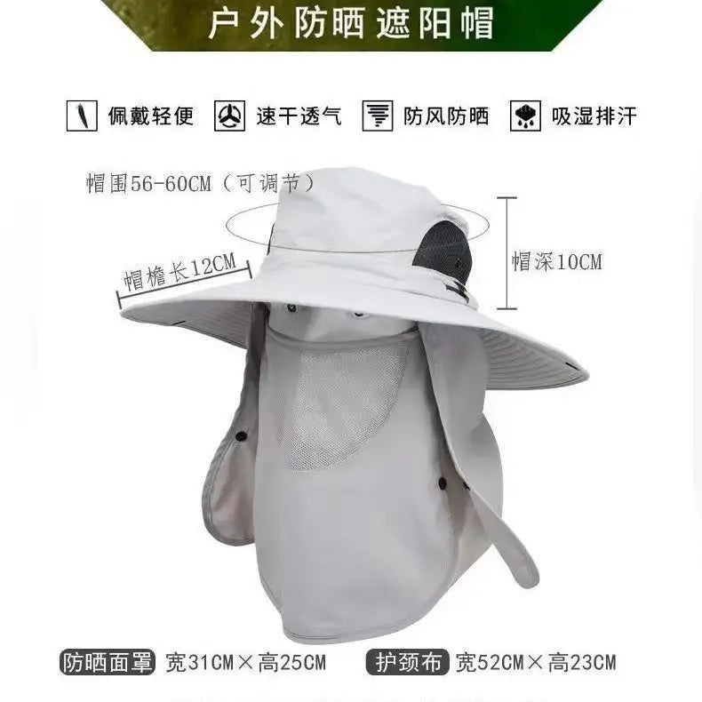 Men Sunshade Hat Big Eave Sunscreen Caps Outdoor Sports Sun Protection Hat