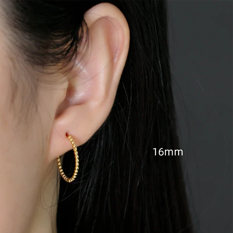 WANTME 925 Sterling Silver Fashion Minimalist Beads Huggies Hoop Earrings for Women Trend Charm Ear Buckle Bohemian Jewelry Gift