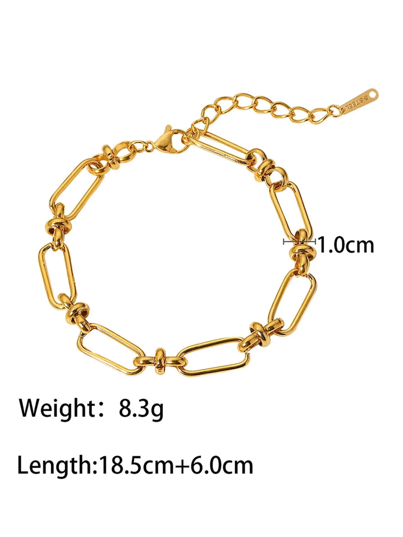 Uworld Fashion Link Chain Stainless Steel Bangle Bracelet for Women Exquisite Golden Metal Texture Jewelry Girl Beach Gift Man