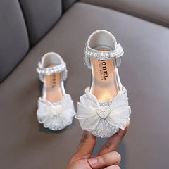 Children Sandals Rhinestone Bow Wedding Princess Girls Sandal Party Dance Baby Student Flats Kids Performance Shoes H251