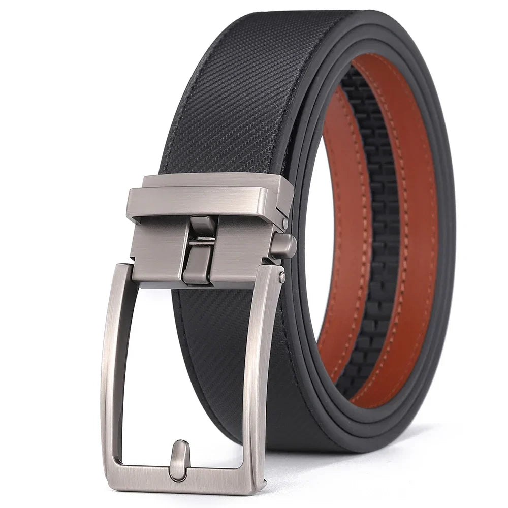 Unisex Click Belts for Men Luxury Brand Designer Fashion Automatic Buckle Genuine Leather Men's Belt Male Jeans Waist Strap Blue