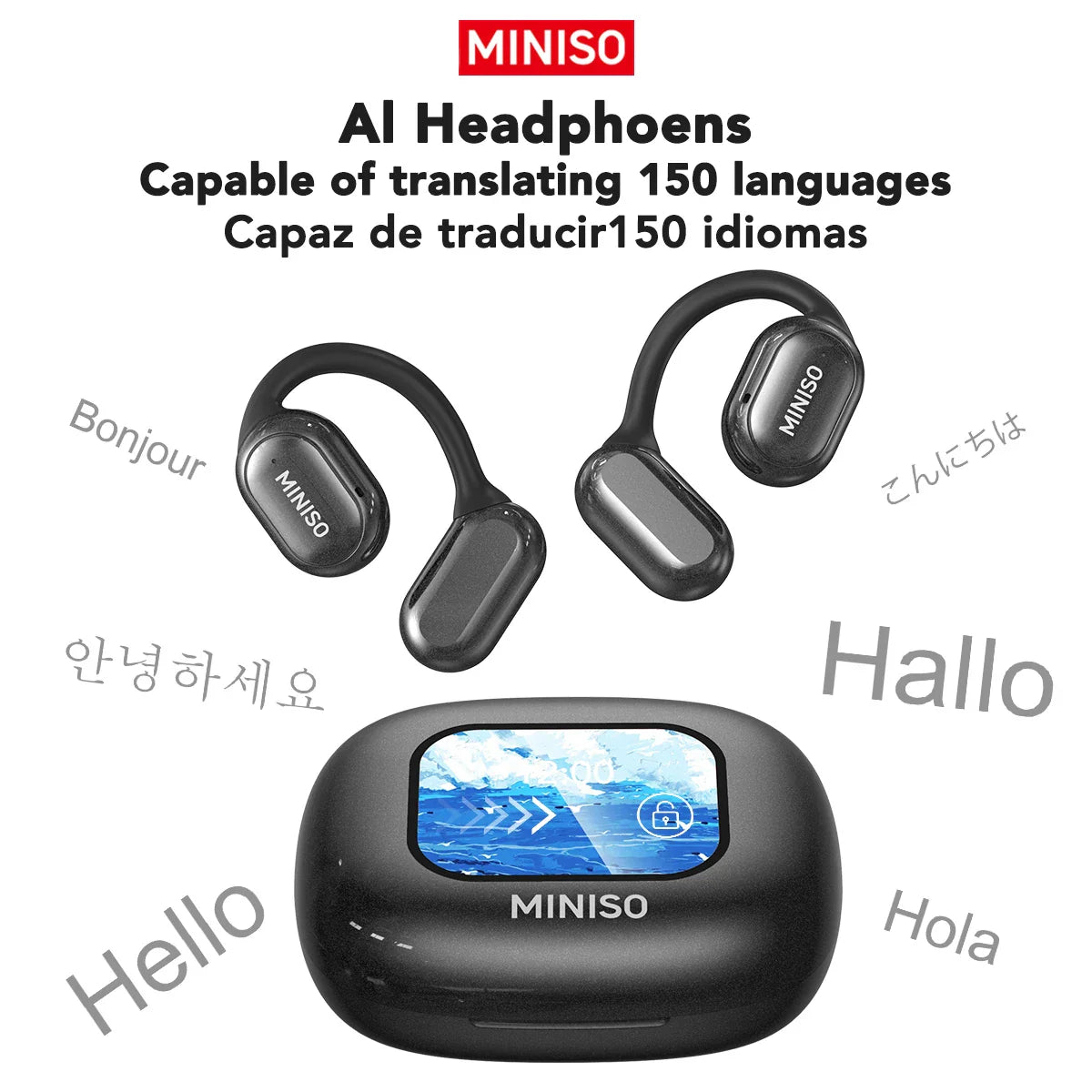 MINISO X30 Wireless Headphones Bluetooth Translation Earbuds Chat Headset Office Travel,real-time Translate Equalizer APP