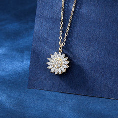 Retro Charm Sunflower Smart Necklace Women's Fashion Rotating Sunflower Small Fresh