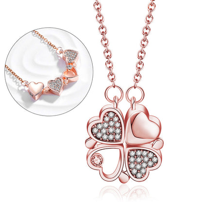 316L Stainless Steel Love Magnetic Pendant Necklace for Women Clover Necklace