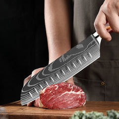 7 Inch Santoku Knife Japanese Laser Damascus Stainless Steel Kitchen Knives