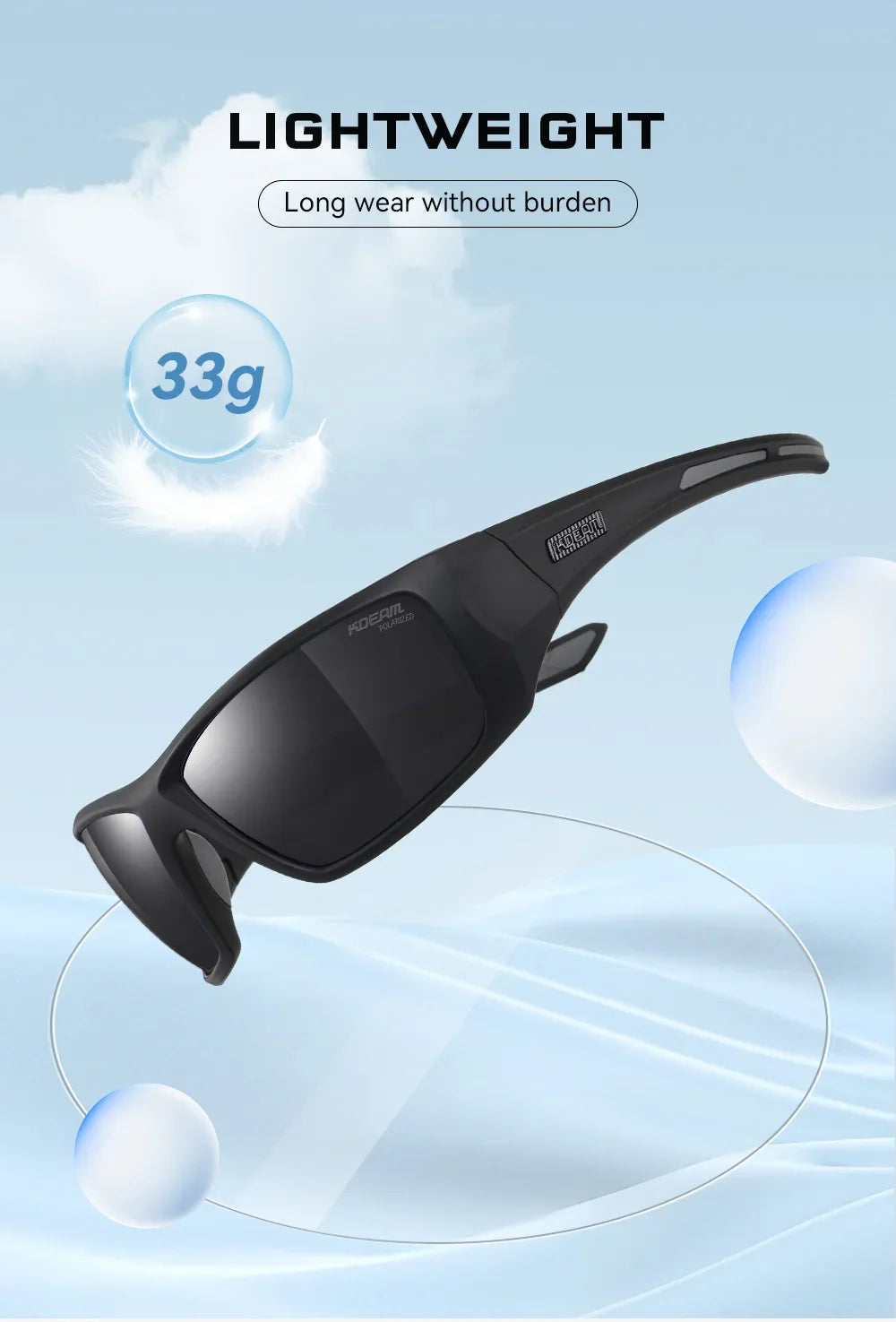 KDEAM Outdoor Sports Polarized Sunglasses Men's Fishing TR90 Frame UV Protection Lens Shield Sun Glasses Women Eyewear with Box