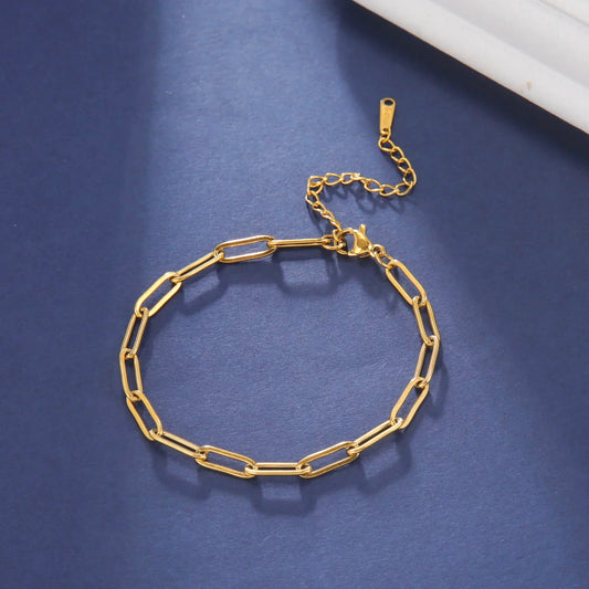 Skyrim Friendship Paperclip Link Chain Men Women Girls Stainless Steel Gold Color Bracelets Minimalist Jewelry Valentine Gift