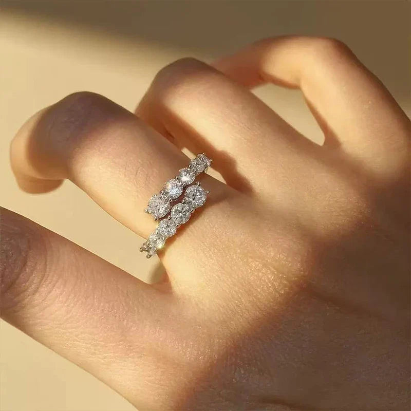 QMSHR 925 sterling silver Moissanite ring for women,Gra-certified  plated with white gold engagement jewelry gift