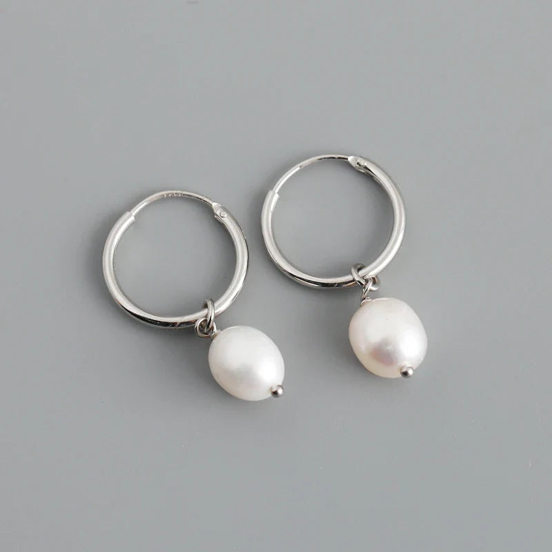 WANTME Genuine 925 Sterling Silver Natural Freshwater Baroque  Pearl Unusual Earrings for Women Chic Charming Goth Jewelry 2021
