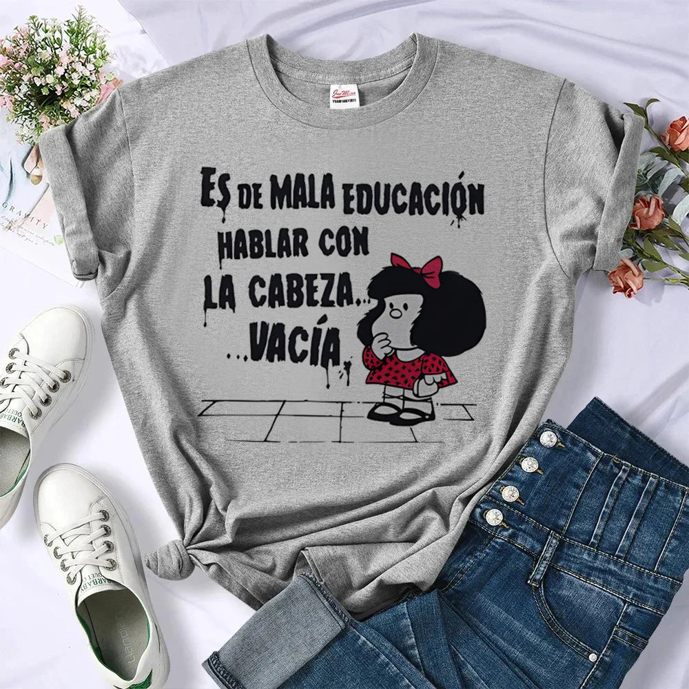 Mafalda tshirt women designer graphic manga Tee girl harajuku comic streetwear clothes