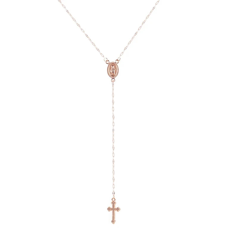 2025 New Fashion Vintage Christian Cross Bohemia Religious Rosary Pendant Necklace For Women Charm Jewelry Gifts Wholesale