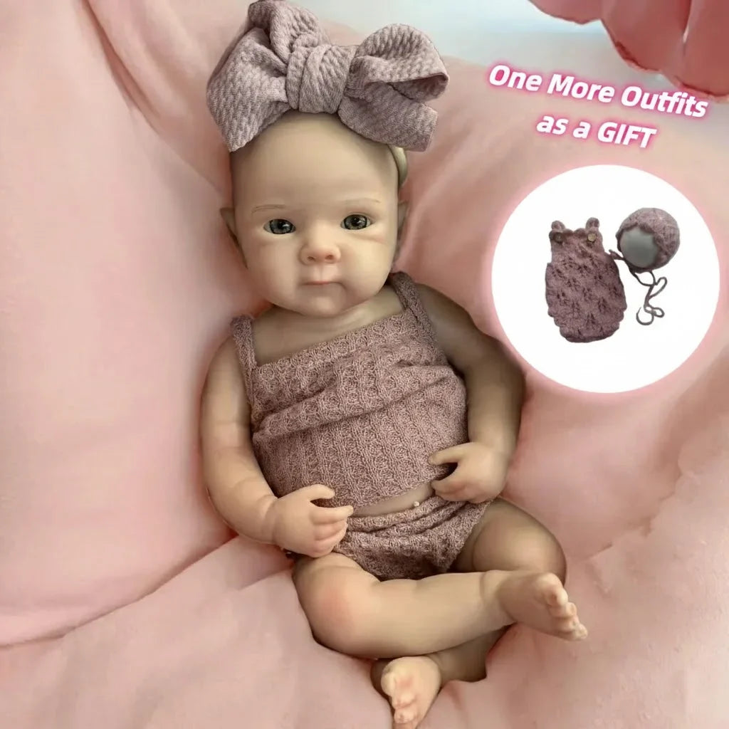 13Inch Waterproof Bettie Reborn Silicone Girl Doll With 2 Sets Outfits Handmade Paint Skin Soft Touch Silicone Girl Doll