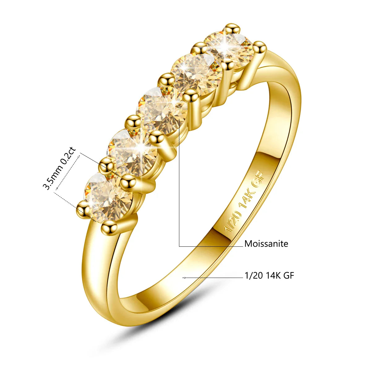 Szjinao 14K Gold Filled Rings For Woman 1.0CT 3.5mm Moissanite Diamond Wedding Jewelry No Tarnish Engagement Lady Gift Wholesale