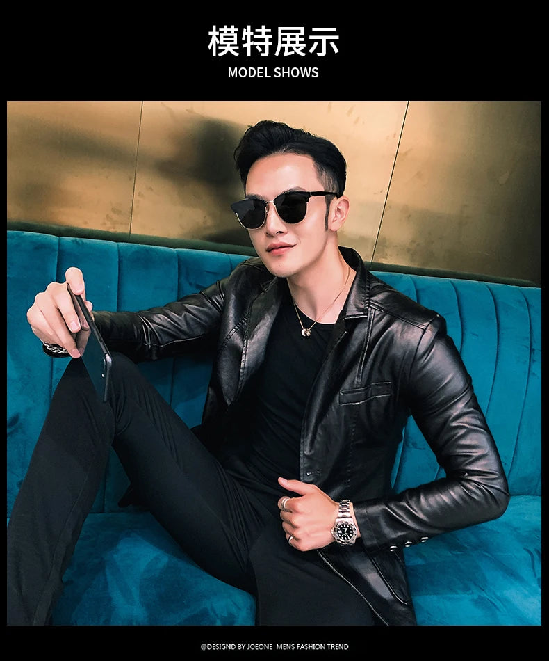 Mens Leather Jacket and Coats Spring and Autumn Men Business Casual