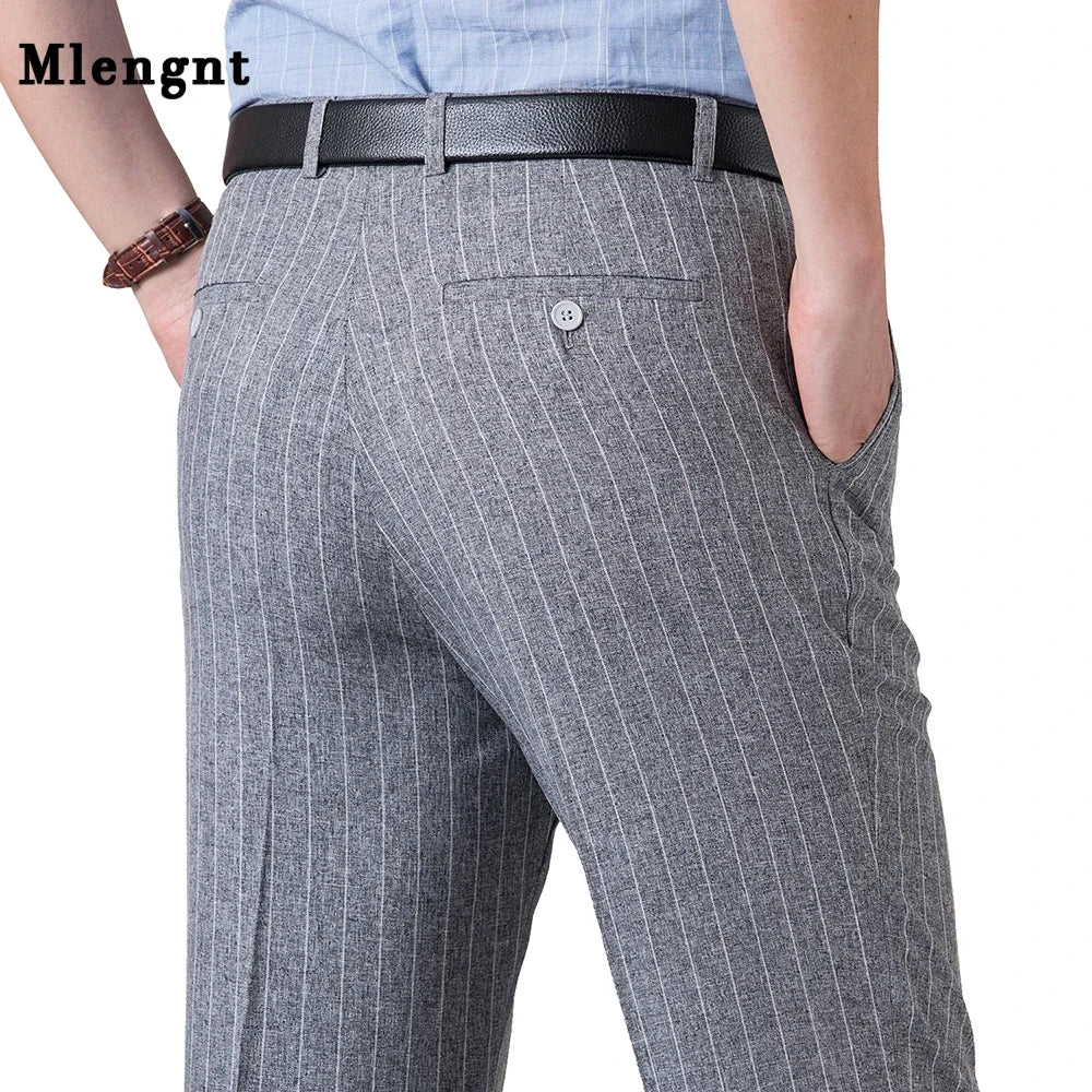 Summer Men Business Thin Silk Suit Dress Pants Male Classic Breathable Office