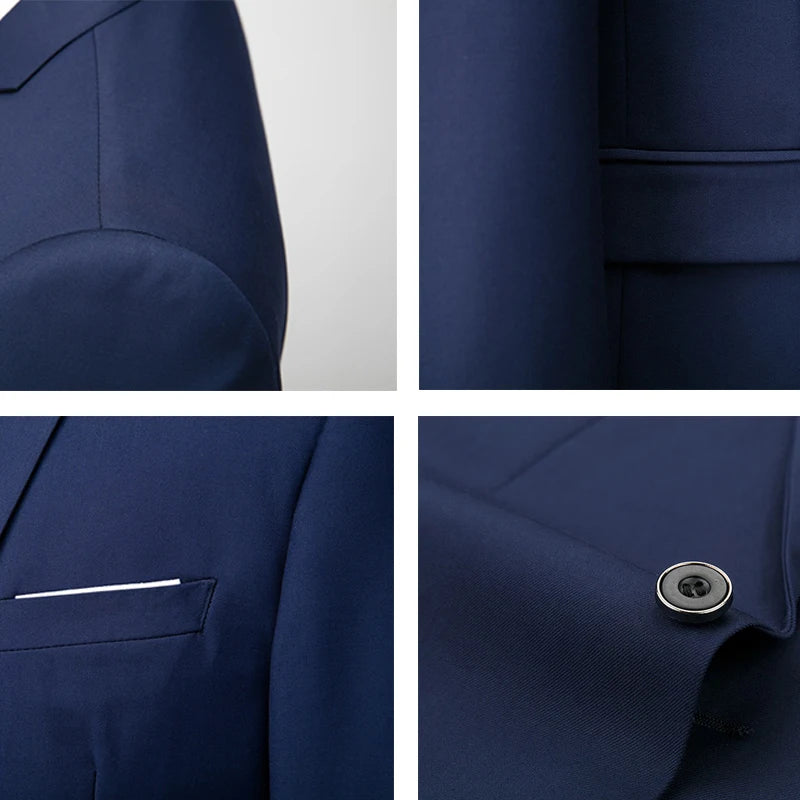 Men Suit Set Blazers Business 3 Pieces Formal Vest Pants Full Coats