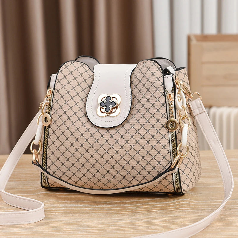 Women Handbag Bag Luxury Design Bucket Shoulder Crossbody Bag Flip Check