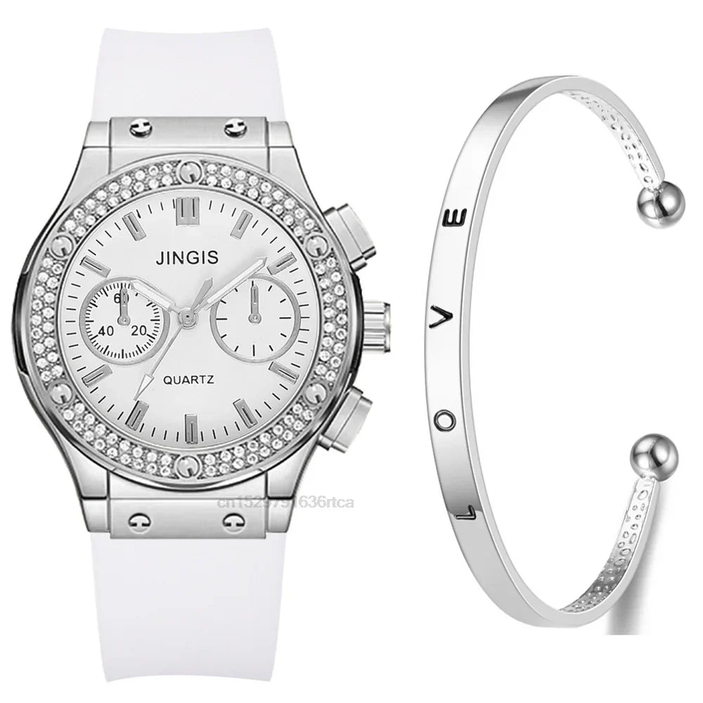 Fashion 2025 Rubber Women Watches Luxurious Brand Casual Diamond Female Quartz Wristwatches Simple Sport Clock Relogio Feminino