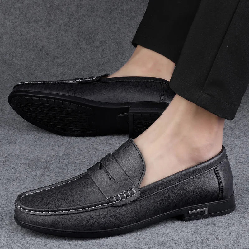 Plus Size Men Loafers Slip On Leather Casual Shoes For Men Moccasins New Spring Formal Footwear