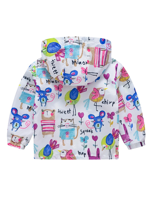 Stylish Cartoon Dinosaur Windbreaker Jacket for Girls - Perfect for Casual Wear!