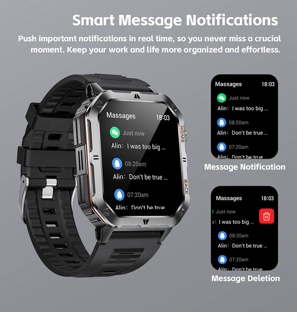 New 1000mAh Battery Outdoor Sports Smart Watch 2.01 inch HD Screen LED Flashlight Bluetooth Talking SmartWatches For Men Women