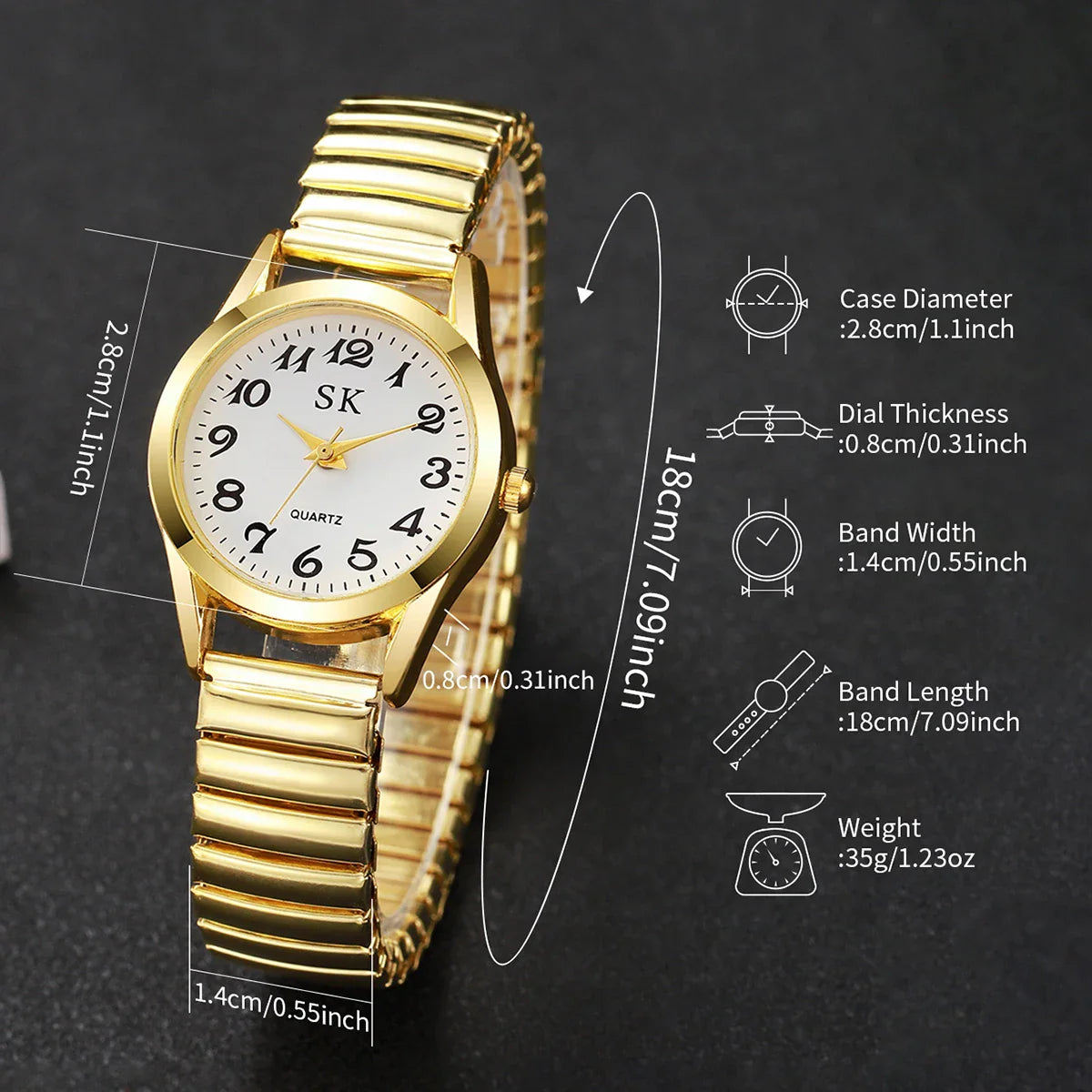 Elegant Small Dial Women Watches Fashion Elastic Strap Quartz Watch Reloj Mujer（Without Box）
