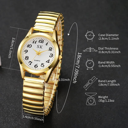 Elegant Small Dial Women Watches Fashion Elastic Strap Quartz Watch Reloj Mujer（Without Box）