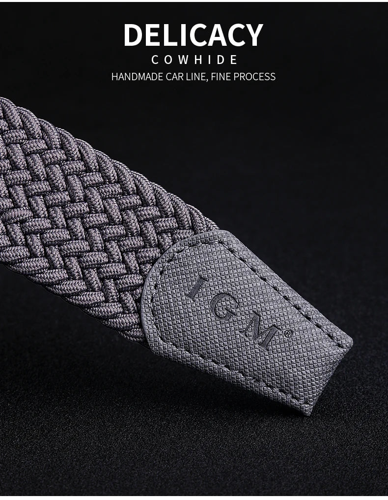 Men's metal pin buckle casual fashion high quality elastic jeans canvas stretch woven belt