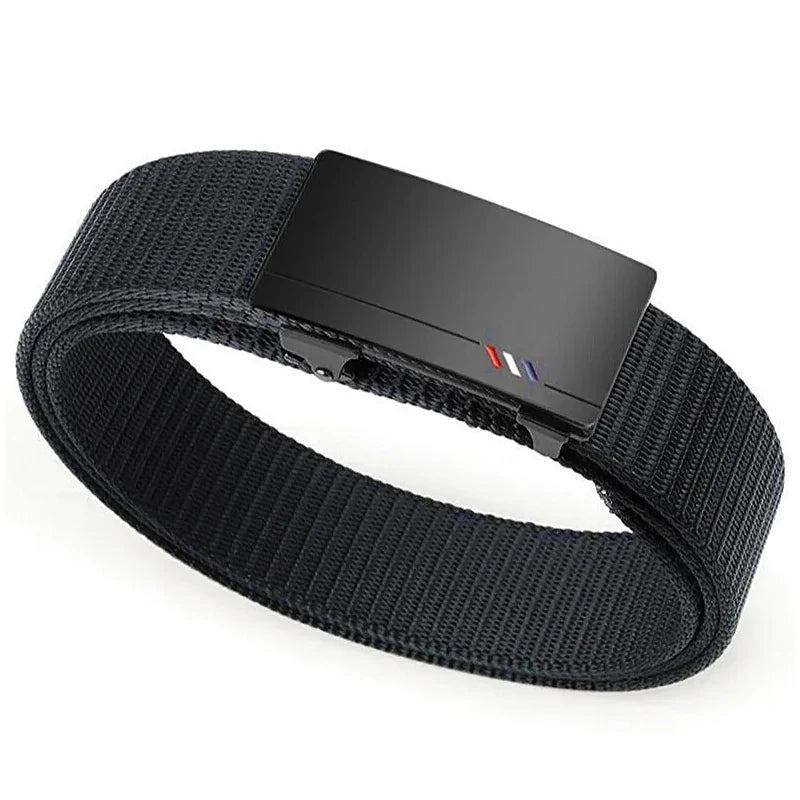 2Pcs Fashion Business Men's Belt Genuine Luxury Brand Leisure Belt Automatic Buckle Belt Canvas Belt With Cargo Pants Jeans Belt