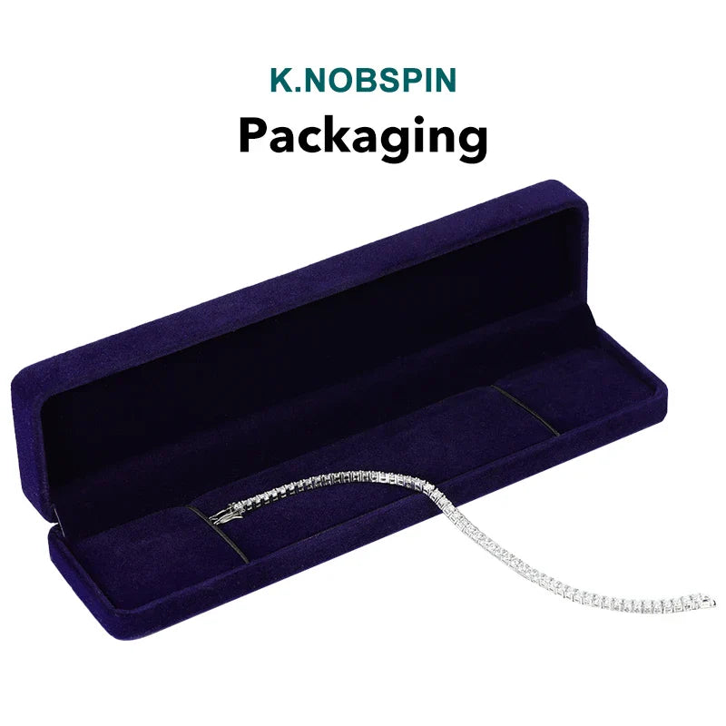 KNOBSPIN 2mm Moissanite Tennis Bracelet 925 Sterling Silver Plated White Gold Bracelet for Women Man Sparkling Party Jewelry