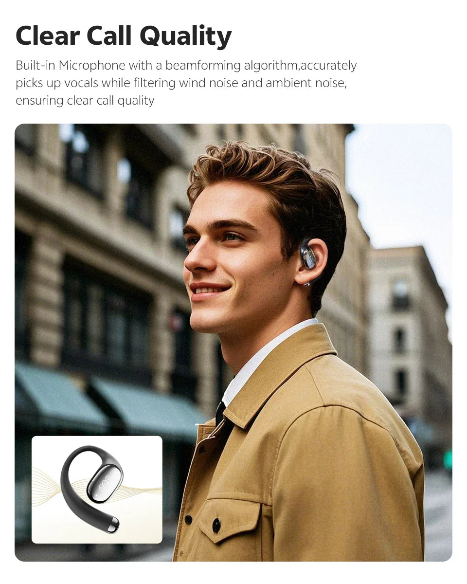 QCY Crossky R70 Open-Ear Wireless Headphones Hi-Res with LDAC OWS Earphones Bass Boost Bluetooth 6.0 Earhook Sport Earbuds 52Hrs
