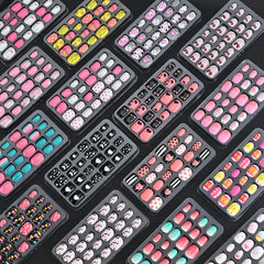 24pcs/box Candy Kids False Nail Cartoon Full Cover Press On Fake Nails Tips Kawaii