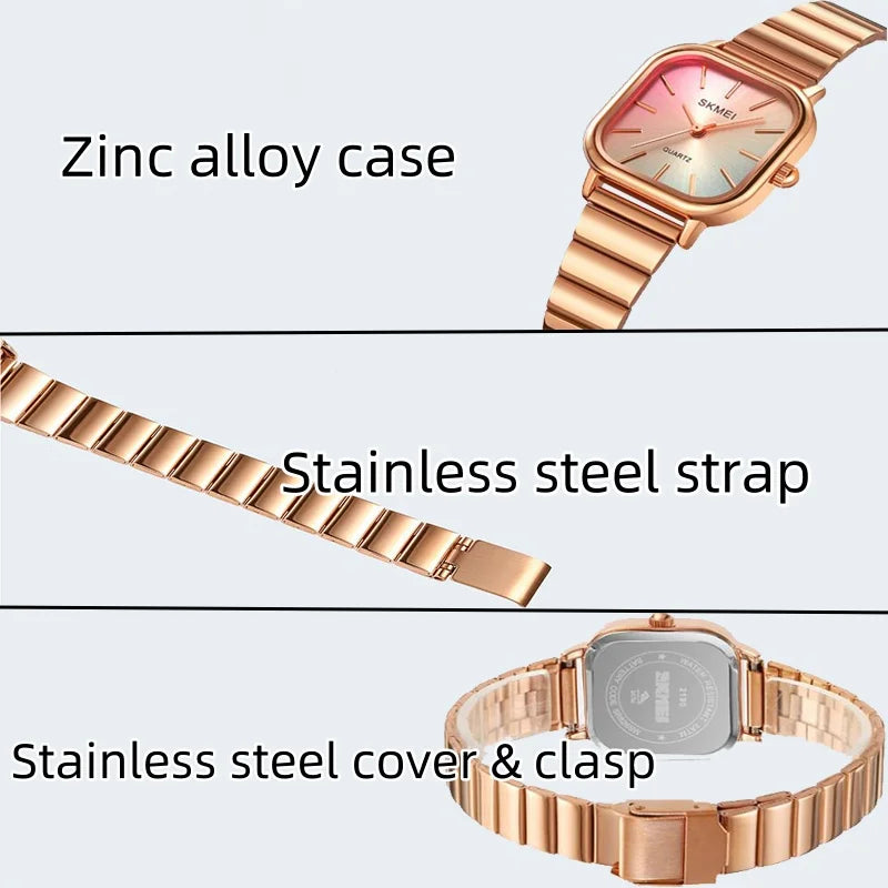 Skmei Women’s Bracelet Quartz Watches Luxury Stainless Steel Strap Waterproof Casual Analog Wristwatch Fashion Female Time