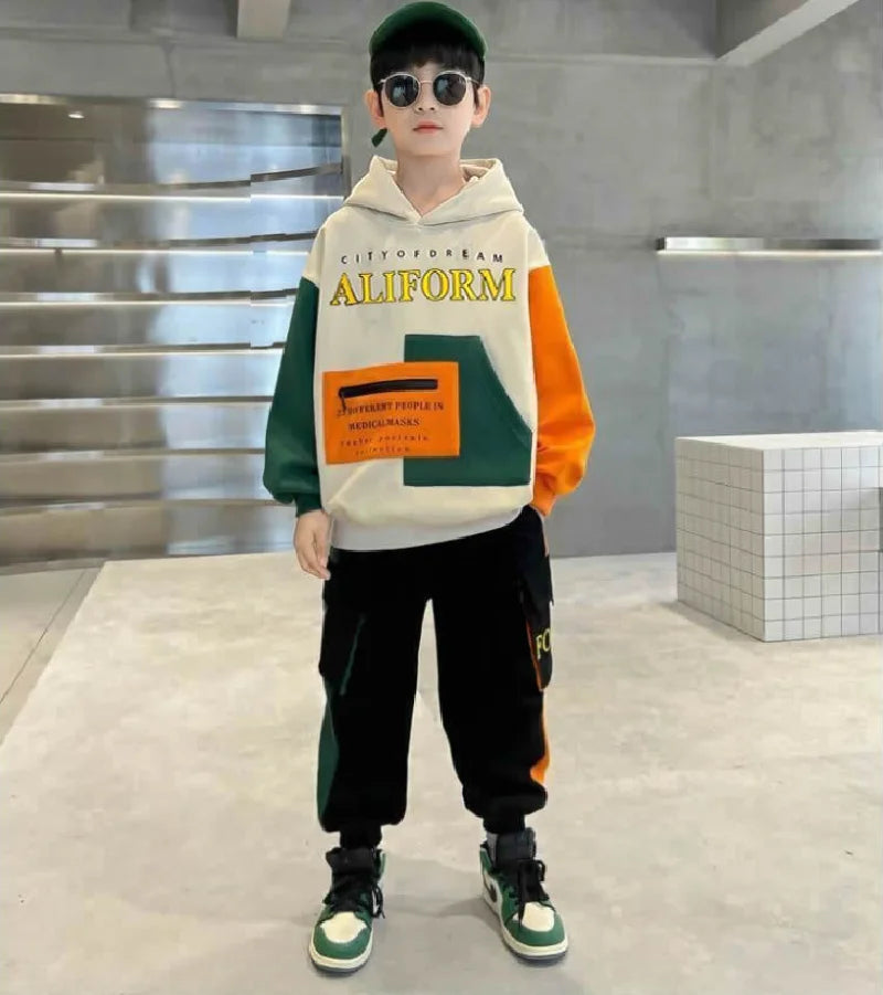 Boys Sweatshirt Sets Autumn New Sport Casual Suits Teen Trends Tops+Pants 2Pcs Spring Kids Tracksuit Outfits Children Clothes