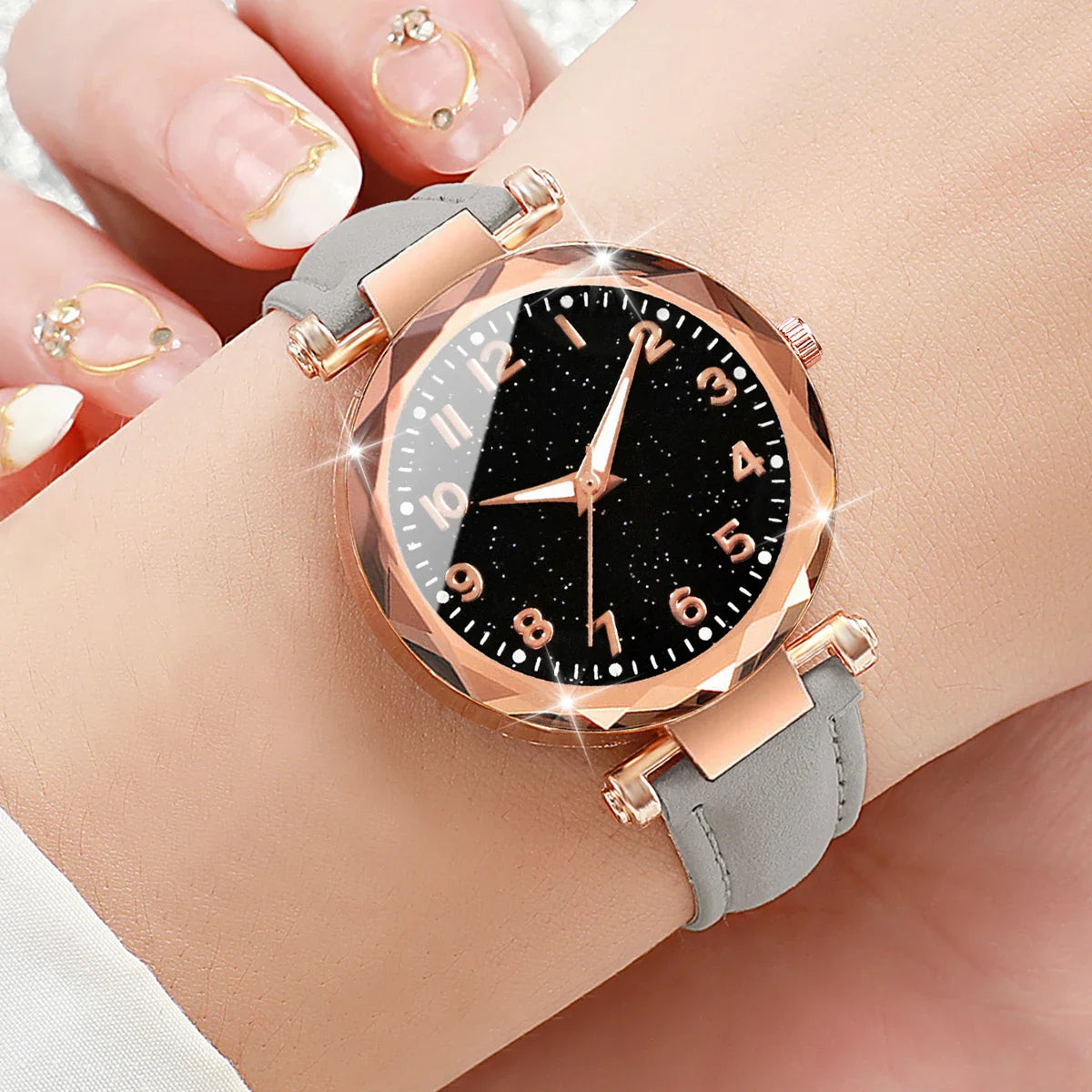 Fashion Arabic Dial Women Quartz Watch Casual Leather Strap Wristwatches for Ladies Clock Reloj Mujer（Without Box）