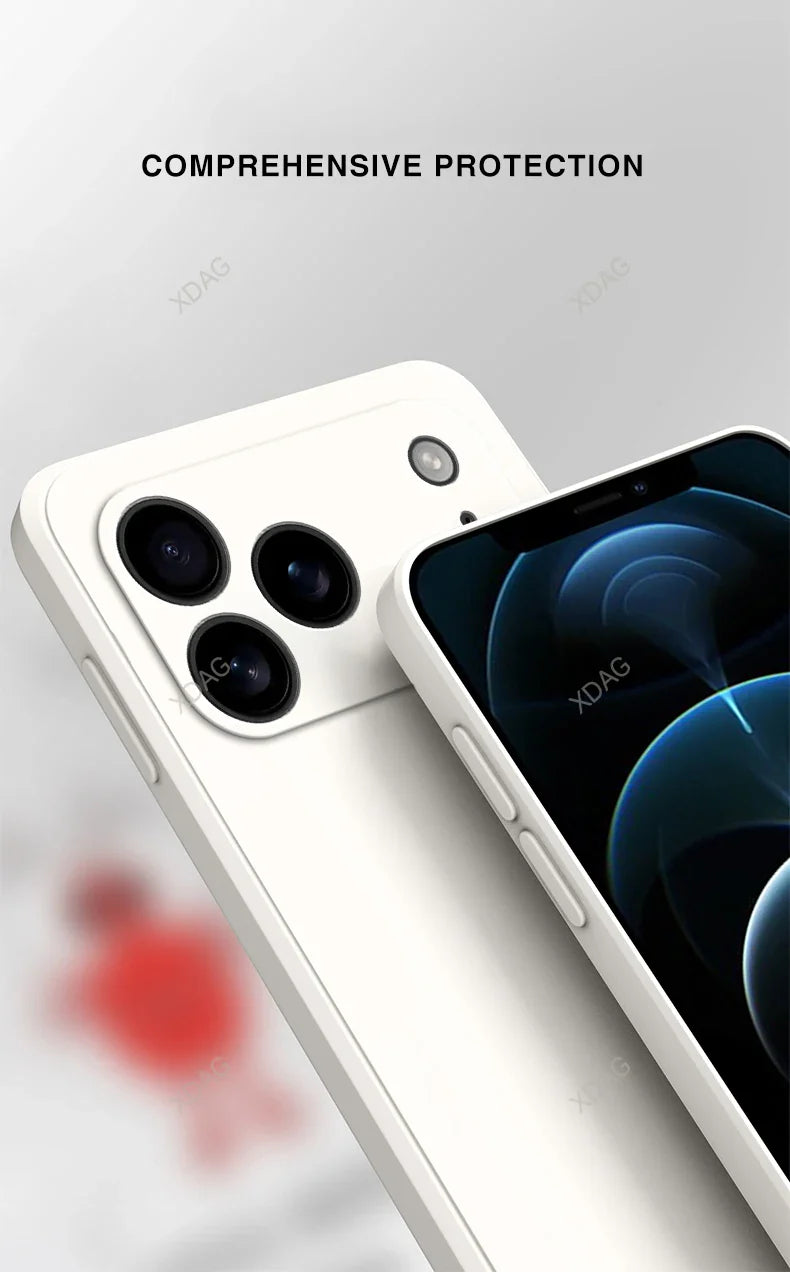 Liquid Silicone Original Phone Case for iPhone 17 Pro Max Air 17Pro 17Max 5G Straight Edge Lens Protection Soft Basic Back Cover
