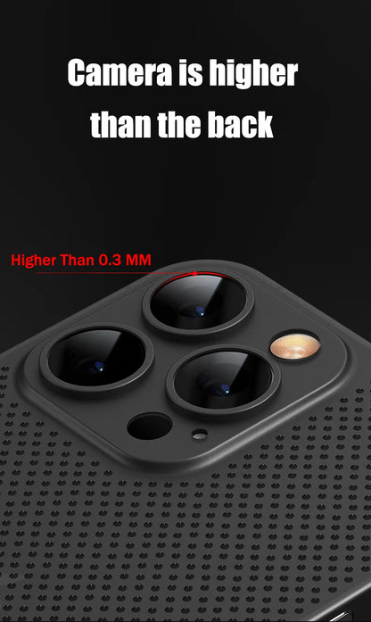 Breathable Cooling Case Ultra Thin Matte Mesh Hollow  Slim Hard iPhone 16 15 14 13 12 Pro Max Plus