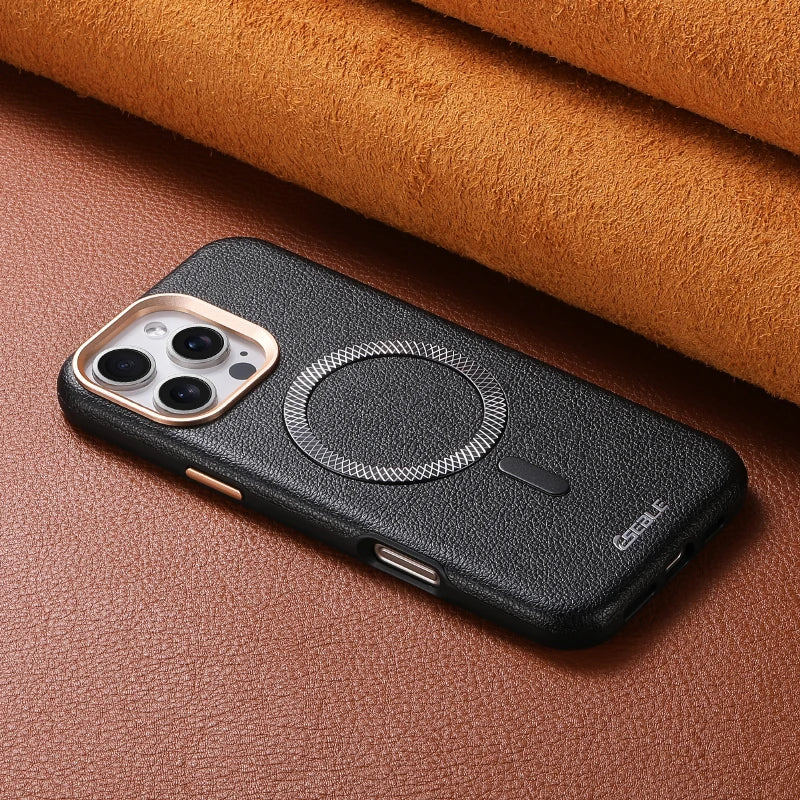 Solid Color Leather For Magsafe Magnetic Shockproof Phone Case For iPhone 17 Pro Max 15 13 14 16 Pro Max Bumper Cover