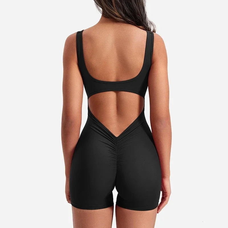 Hollow out Beauty Back Yoga Women wide-leg Peach Running Fitness Yoga Bodysuit