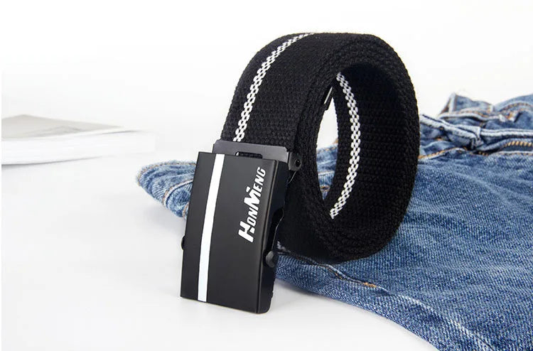 White Blue Black Military Automatic Buckle Nylon Belt Outdoor Hunting Multifunctional Tactical Canvas Belt High Quality Men Belt