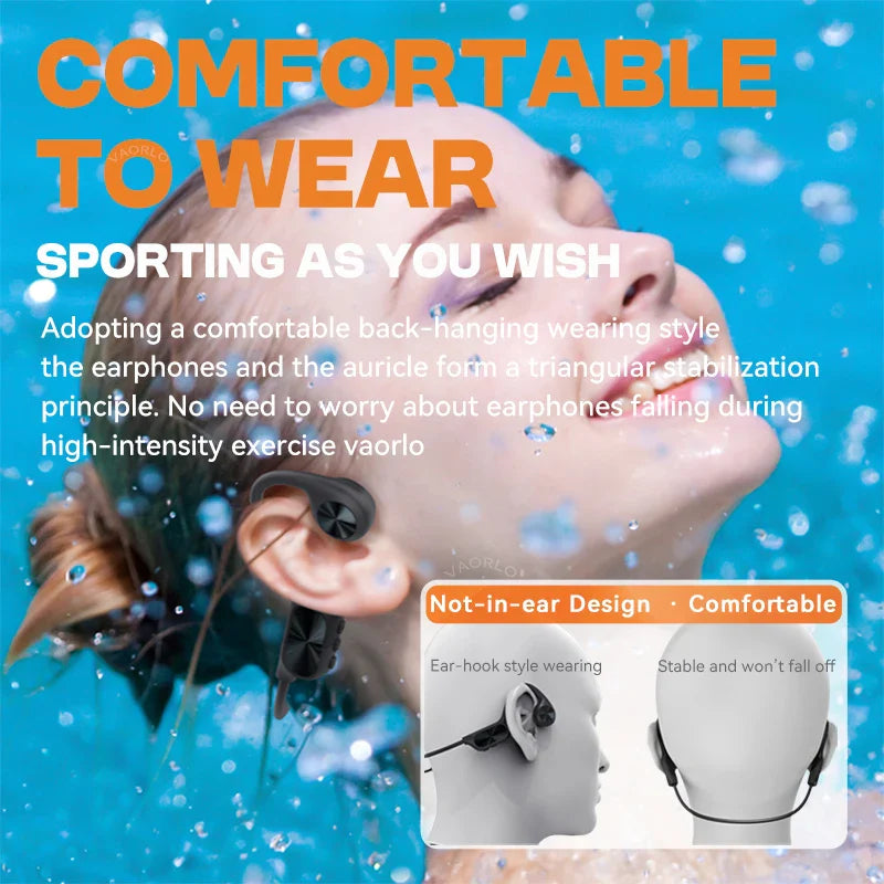 New X7 True Bone Conduction Headset Bluetooth 5.4 IPX8 Depth Waterproof Built-in Mic MP3 32GB Memory Player For Swimming Diving