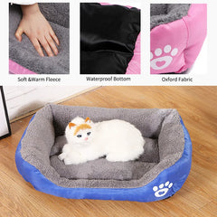 Large Pet Cat Dog Bed Square Plush Kennel Summer Washable Cat Mat Waterproof