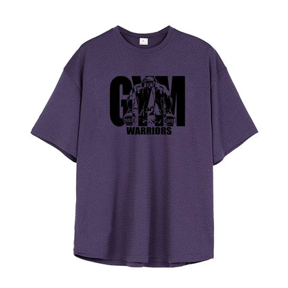 Oversized Loose Men's Casual Sport T-Shirt Gym Bodybuilding Fitness Short Sleeve Shirt Summer Mesh Quick Dry Breathable Clothing