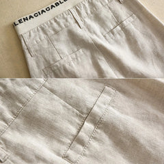 Cotton linen wide-legged pants female large size summer Korean fashion