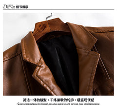 Leather Jacket Men's Slim Suit Leather Jacket Men's Spring And Autumn Biker