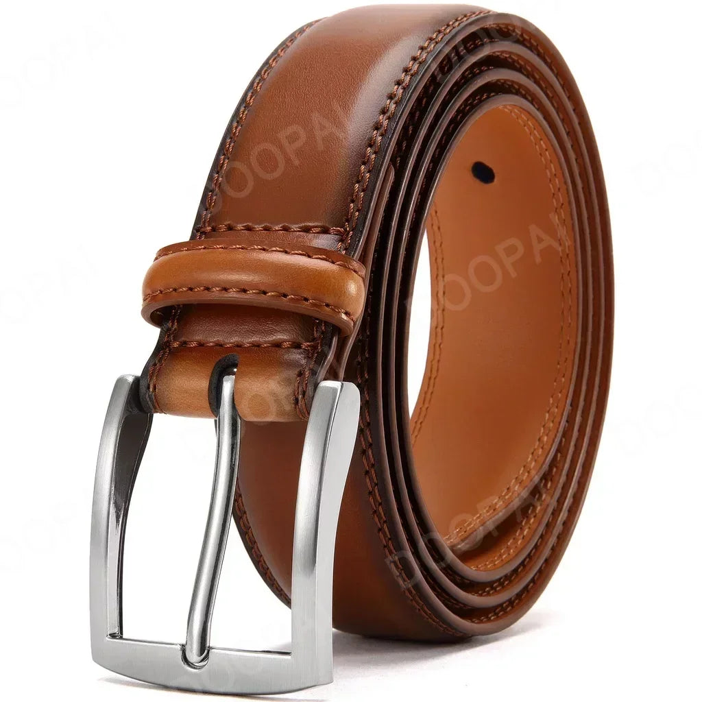 Men Belts High Quality Genuine Leather LONG Large Pin Buckle Metal Automatic Buckle Male Belts Strap Male