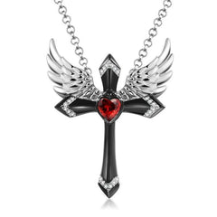 Classic Income Fashion Angel Wings Pendant Necklace Ladies Cross Guardian Jewelry