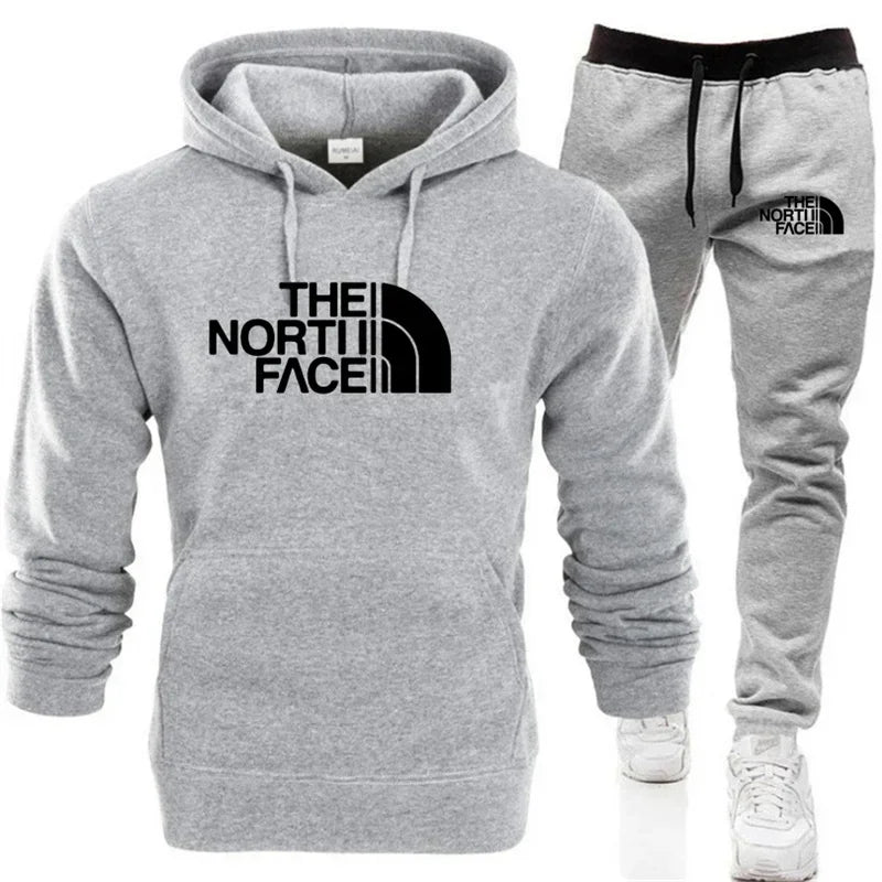 2025 Men's Autumn/Winter Fashion Printed Casual Two Piece Hooded Sports Shirt and Pocket Pants Regular Fit Outdoor Sports Set