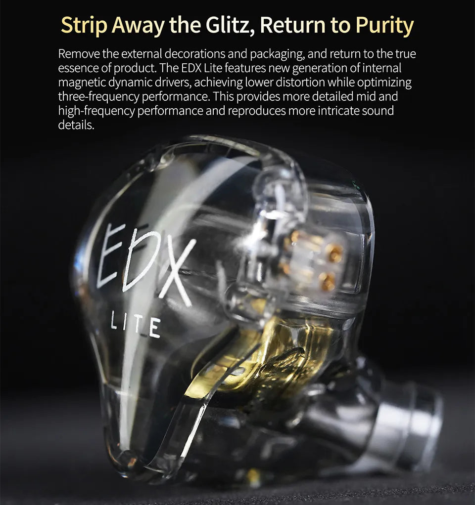 KZ EDX Lite Wired In Ear Earphones  Monitor Stage Live Headphones HIFI Stereo Bass Music Earbuds Sports Gaming Headset