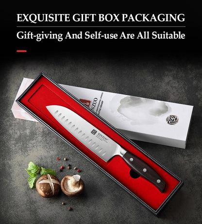 Stainless Steel 7'' Santoku Knife Din 1.4116 Slicing Chef Kitchen